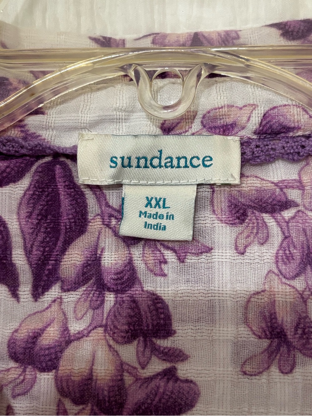 Sundance Lavender Purple & White Floral Gauzy Cotton Top, size XXL - Picture 2 of 13